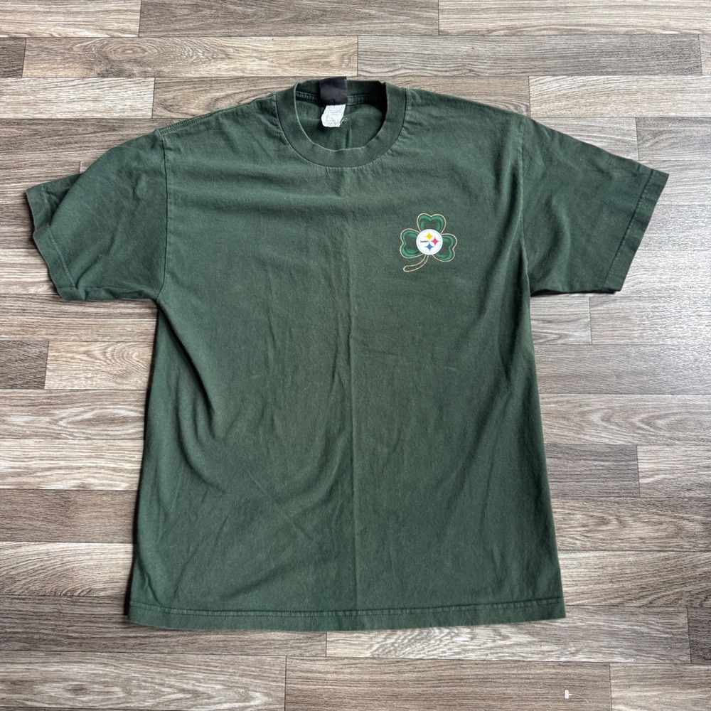 NFL Team Apparel Pittsburgh Steelers T-Shirt Men Large Green St Patricks Day